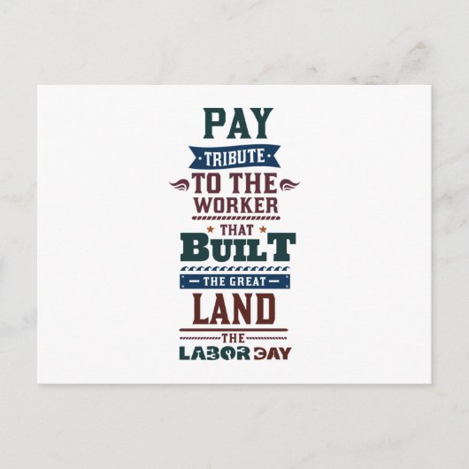 Lob für den Arbeitstag Feiertagspostkarte (Vorderseite)