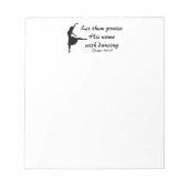 Lob für ihn mit tanzendem Notepad Notizblock (Vorderseite)