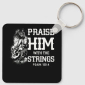 Lob ihm mit den Streichungen Psalm 150 4 Christus  Schlüsselanhänger (Rückseite)