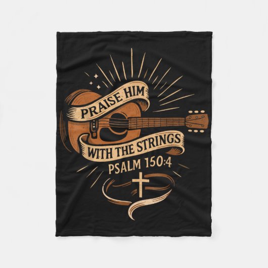 Lob ihn mit den Streichern Jesus akustischer Gitar Fleecedecke (Vorderseite)