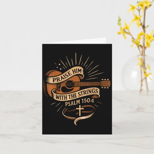 Lob ihn mit den Streichern Jesus akustischer Gitar Karte (Gelbe Blume)