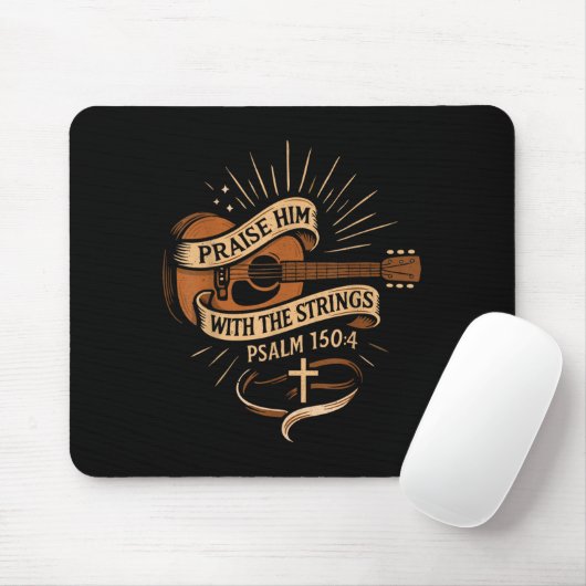 Lob ihn mit den Streichern Jesus akustischer Gitar Mousepad (Mit Mouse)