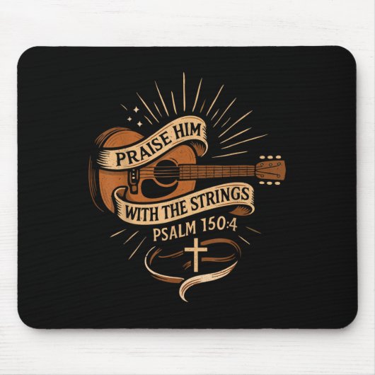 Lob ihn mit den Streichern Jesus akustischer Gitar Mousepad (Vorne)