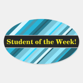 Lob + Ocean Inspiriert Blau/Aquamarin/Aqua Streife Ovaler Aufkleber