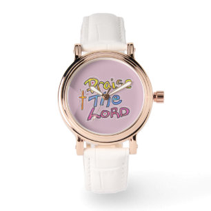 Lobe den HERRN Christliches Pink  Armbanduhr