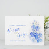 Lobelia Blau Blumengrün Rücken Hochzeitsaufenthalt Einladung (Stehend Vorderseite)