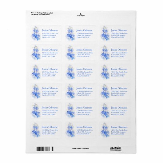 Lobelia Blue Water color Hochzeitstitel Adressaufkleber (Vorne)