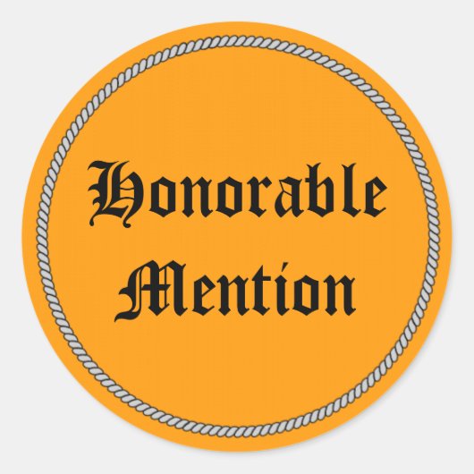 LOBENDE ERWÄHNUNG RUNDER AUFKLEBER (Vorderseite)