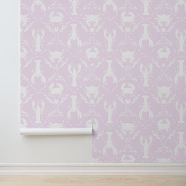 Lobster and Crab Light Pink and White Tapete (Anwendung)