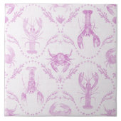 Lobster and Crabs Light Pink Preppy Nursery Fliese (Vorderseite)