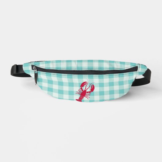 Lobster auf Blue Gingham Bauchtasche (Vorderseite)