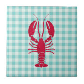Lobster auf Blue Gingham Fliese (Vorderseite)