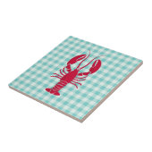 Lobster auf Blue Gingham Fliese (Seite)