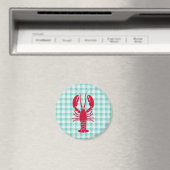 Lobster auf Blue Gingham Magnet (In Situ (Geschirrspüler))