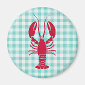 Lobster auf Blue Gingham Magnet (Vorne)
