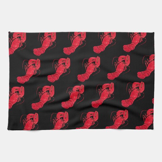 Lobster auf schwarzem Hintergrund von Marsden Hart Geschirrtuch (Horizontal)
