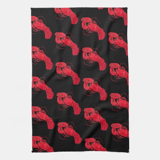 Lobster auf schwarzem Hintergrund von Marsden Hart Geschirrtuch (Vertikal)