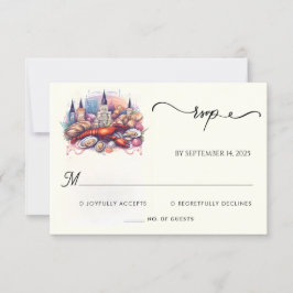 Lobster Beach Ocean Summer New Orleans Wedding RSVP Karte