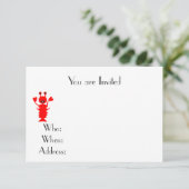 Lobster Beach Themed Einladung (Stehend Vorderseite)