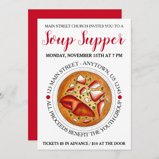 Lobster Bisque Soup Maine ME Food Festival Meeresf Einladung (Vorne/Hinten)