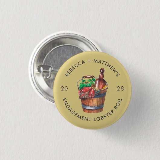 Lobster Boil Engagement Party Custom Swag Button (Vorne & Hinten)