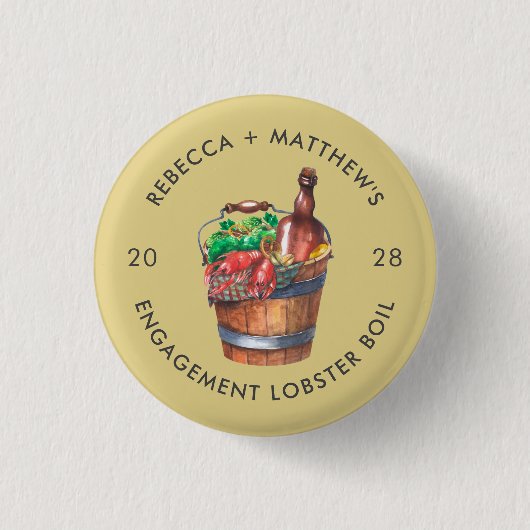 Lobster Boil Engagement Party Custom Swag Button (Vorderseite)