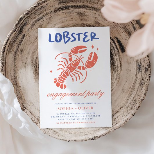 Lobster Boil Scribble Coastle Engagement Party Einladung