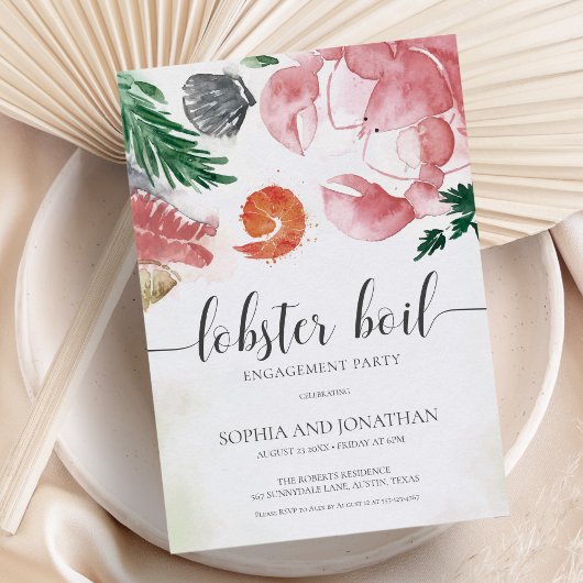 Lobster Boil Watercolor Einfache Einsatzpartei Einladung
