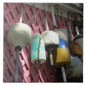 Lobster Buoys on Pink Lattice - Martha's Vineyard Fliese (Vorderseite)