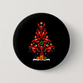 Lobster Christmas Tree Lights Santa Hat Funny Xmas Button (Vorderseite)