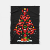Lobster Christmas Tree Lights Santa Hat Funny Xmas Fleecedecke (Vorderseite)