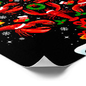 Lobster Christmas Tree Lights Santa Hat Funny Xmas Poster (Ecke)