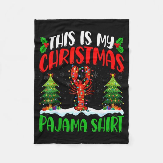 Lobster Christmas Tree Pajama Shirt Lobster Xmas L Fleecedecke (Vorderseite)