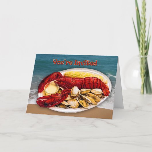 Lobster & Clams Ocean Shoreline You're Invited Einladung (Vorderseite)