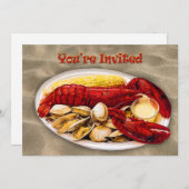 Lobster & Clams Sandy Beach Sie sind eingeladen Einladung (Vorne/Hinten)