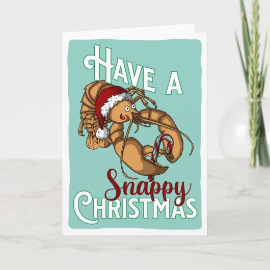 Lobster Claus - Schön Weihnachten Dankeskarte (Vorderseite)