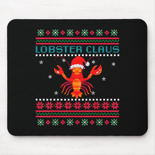 Lobster Claus Ugly Sweater For Lobster Lovers On C Mousepad (Vorne)