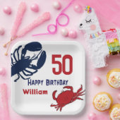 Lobster Crab Happy Birthday Party Pappteller (Party)