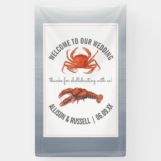 Lobster & Crab Wedding Willkommenskammer Banner (Vertikal)