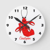 Lobster Design Personalised Runde Wanduhr (Vorderseite)