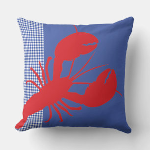 Lobster Gingham Red White Coastal Maine Spaß Kissen