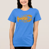 Lobster Gold Glitzer Look Summer Beach Tri-Blend Shirt (Vorderseite)