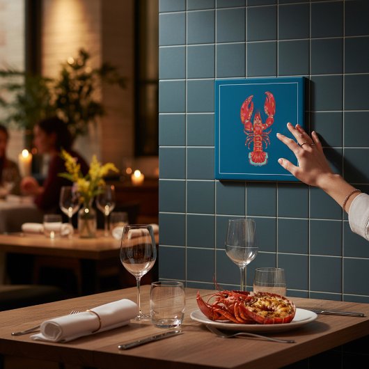 Lobster Illustration Nautical Kitchen Tile Fliese
