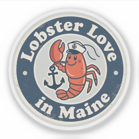 Lobster Liebe_ Mainstream Maritime Artwork Aufkleber (Vorderseite)