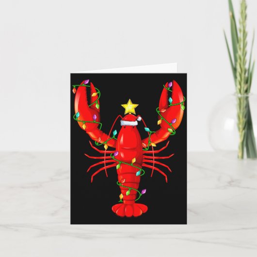 Lobster Lighting Xmas Tree Matching Lobster Christ Karte (Vorderseite)