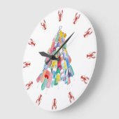 Lobster O'Clock - Rot Große Wanduhr (Winkel)