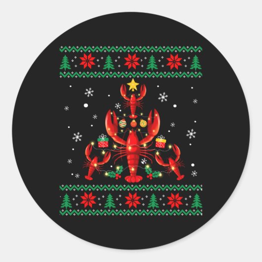 Lobster Ornat Tree Ugly Runder Aufkleber (Vorderseite)