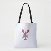 Lobster Painting Nautical Blue Stripe Coastal Tasche (Vorderseite)