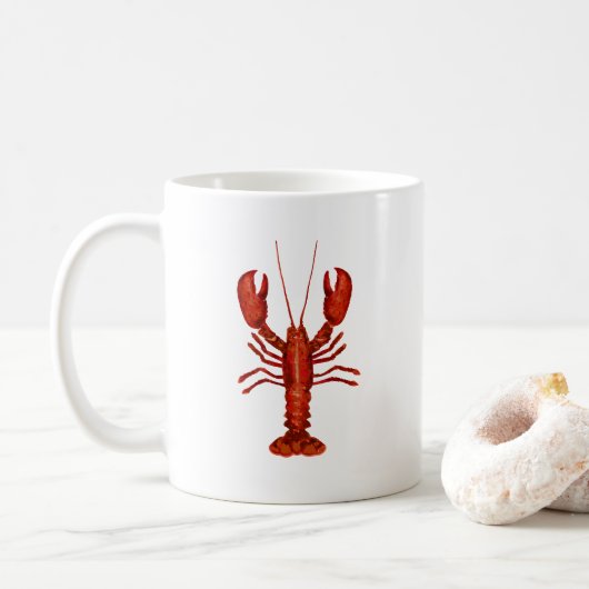 Lobster Painting Nautical Coastal Pattern Kaffeetasse (Mit Donut)