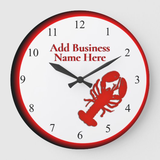 Lobster Personal Business Clock Schwarze Zahlen Große Wanduhr (Vorderseite)